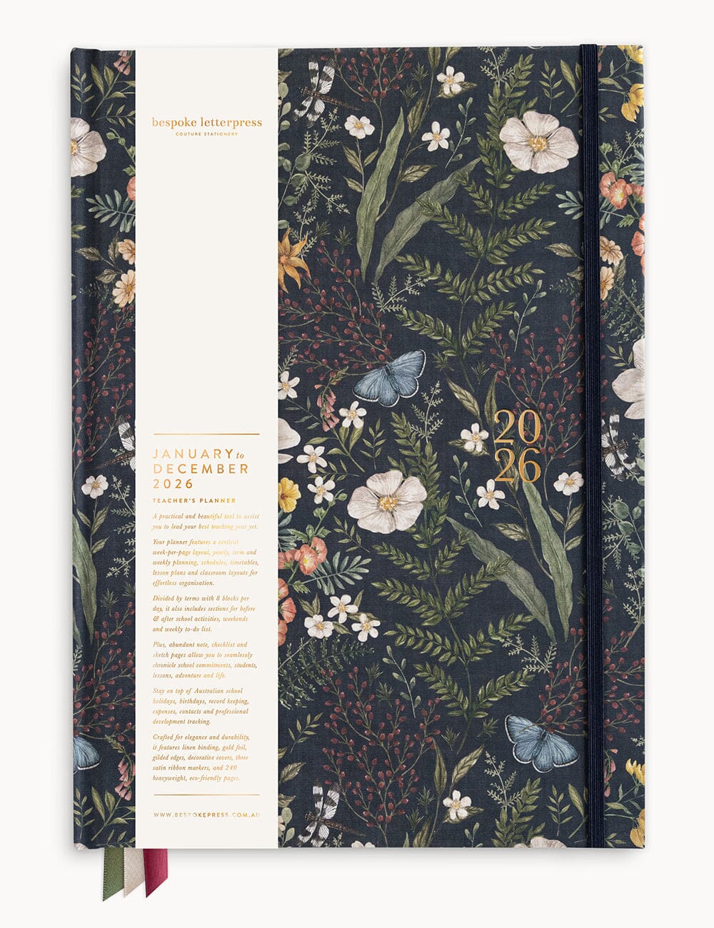 2026 Teachers A4 Planner - Dusk In Bloom Planners Bespoke Letterpress 