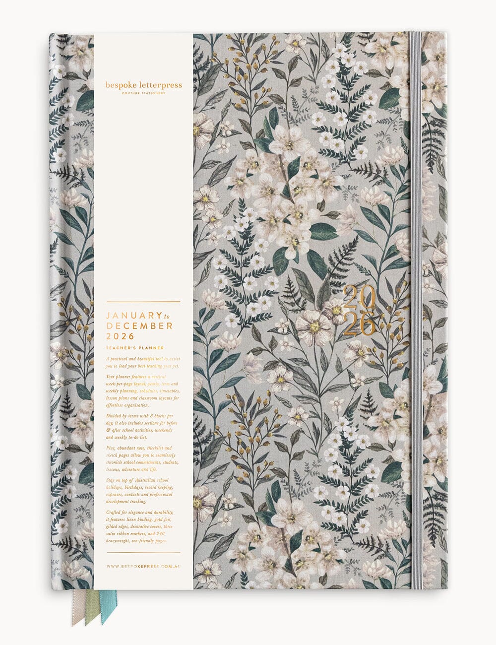 2026 Teachers A4 Planner - Ivory Garden Planners Bespoke Letterpress 