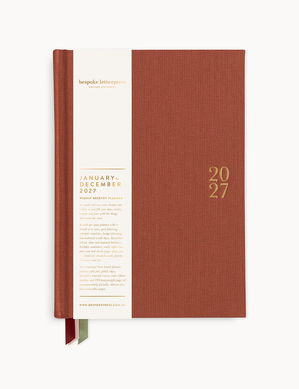 2027 Desktop Planner - Antique Copper Planners Bespoke Letterpress 