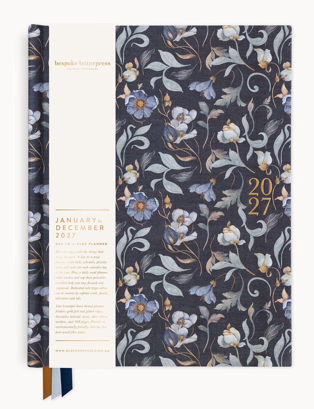 2027 Day to Page Large Planner - Somerset Estate Planners Bespoke Letterpress 
