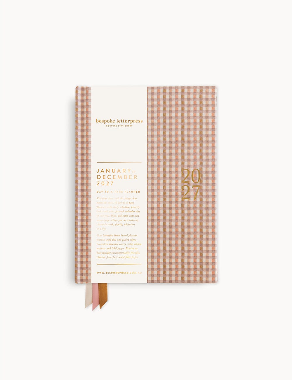 2027 Day to Page Small Planner - Primrose Gingham Planners Bespoke Letterpress 