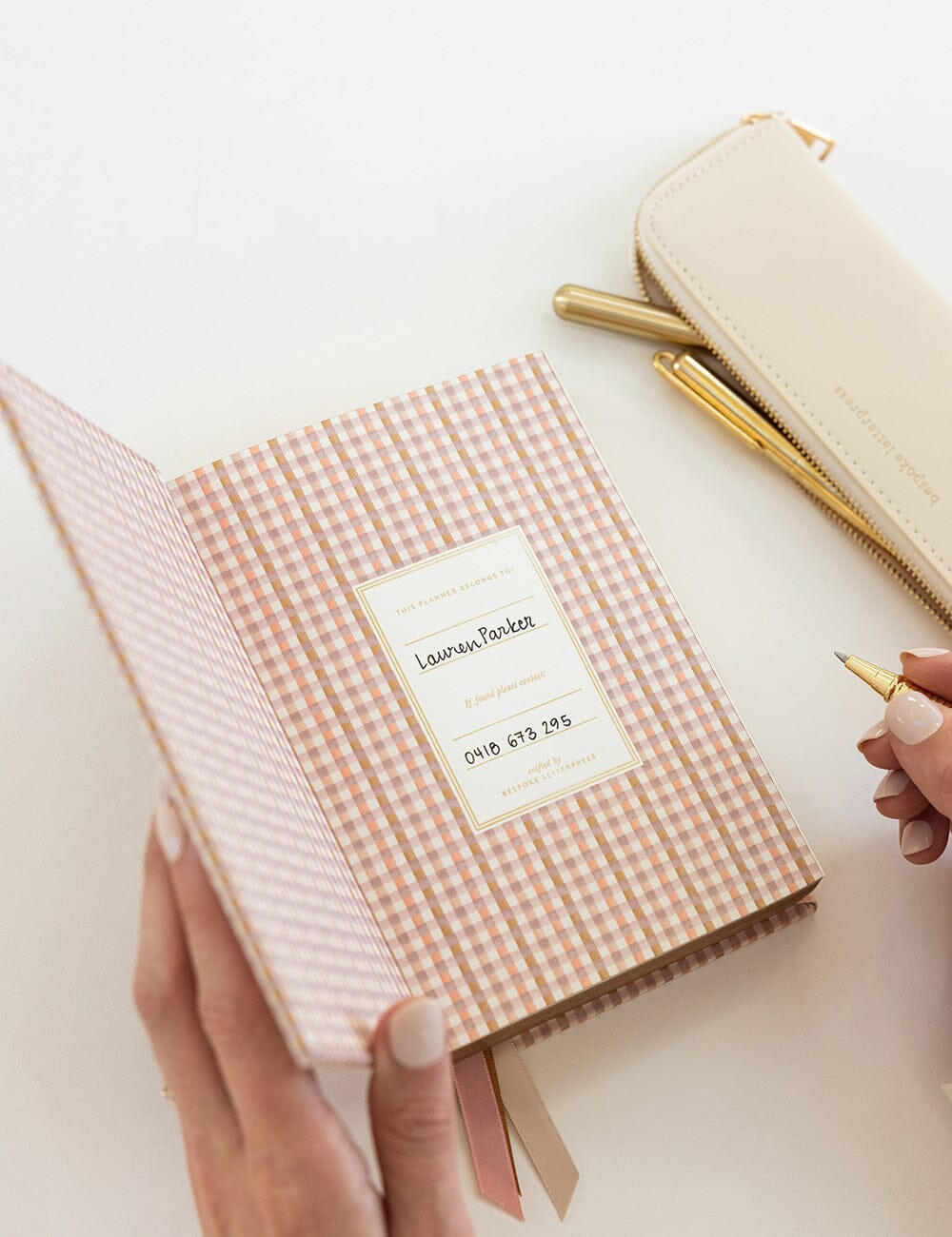 2027 Day to Page Small Planner - Primrose Gingham Planners Bespoke Letterpress 