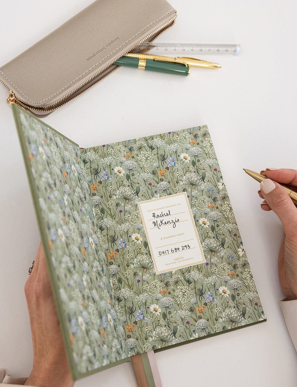 2027 Petite Vertical Planner - Laurel Green