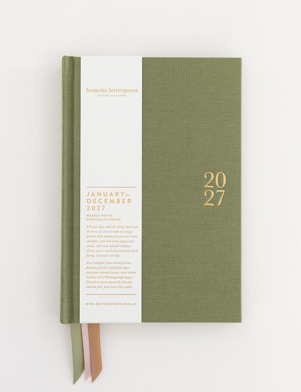 2027 Petite Vertical Planner - Laurel Green