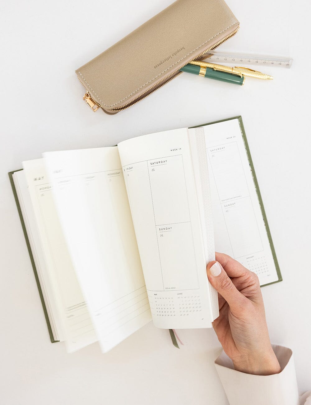 2027 Petite Vertical Planner - Laurel Green
