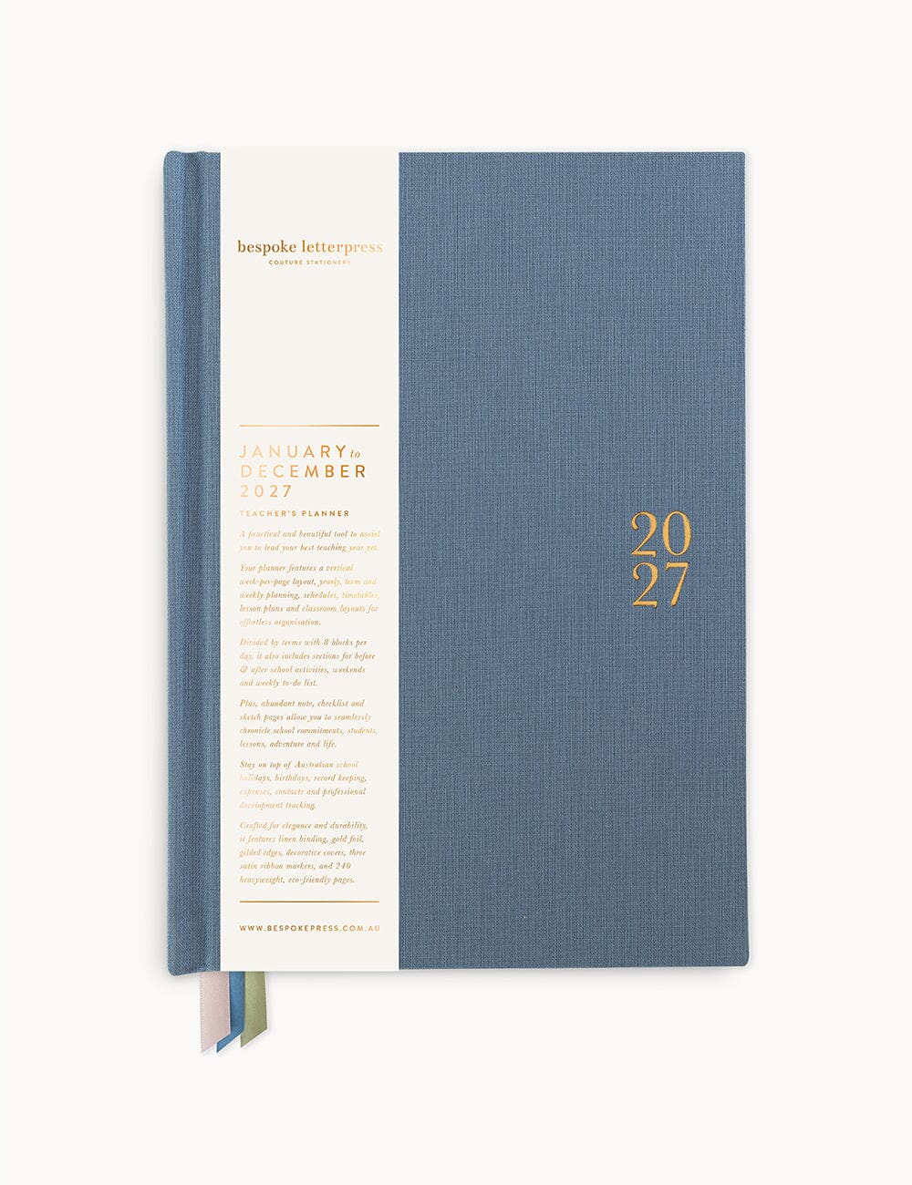 2027 Teachers Desktop Planner - Pembroke Blue Planners Bespoke Letterpress 