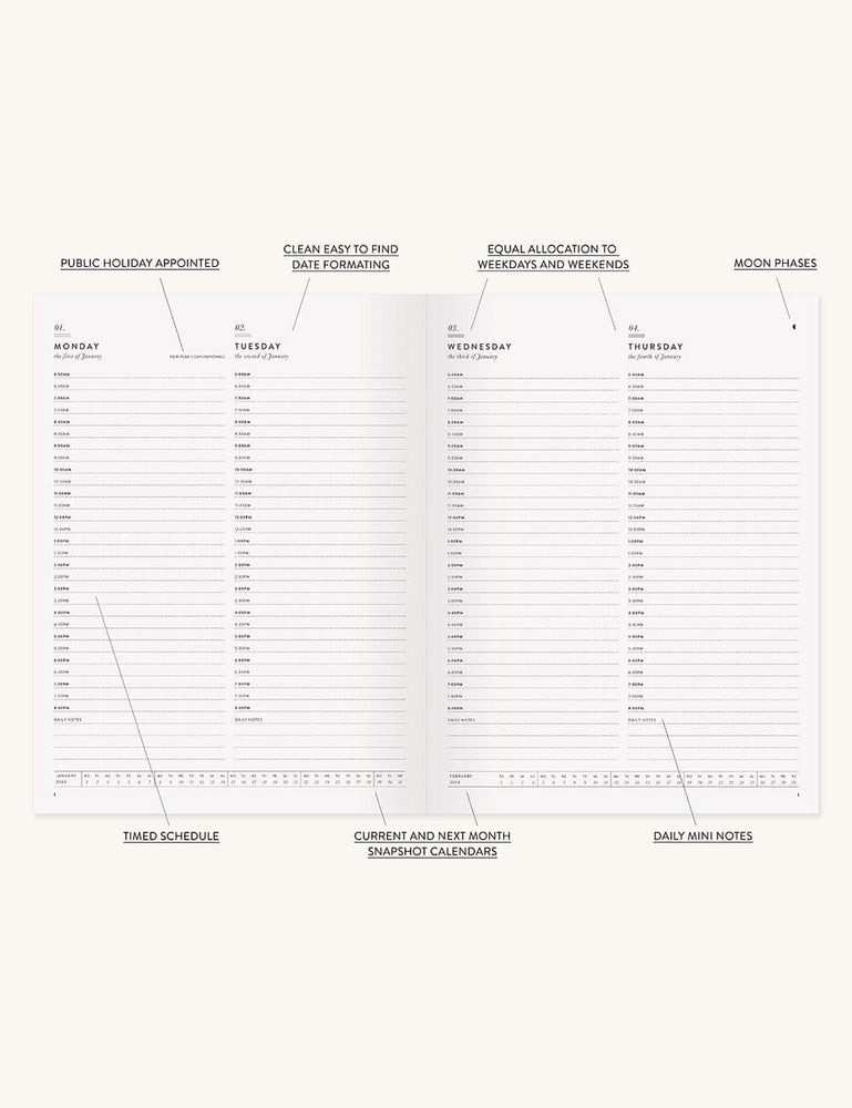2024 Daily Vertical Planner - French Blue (Pre-Order) Planners Bespoke Letterpress 