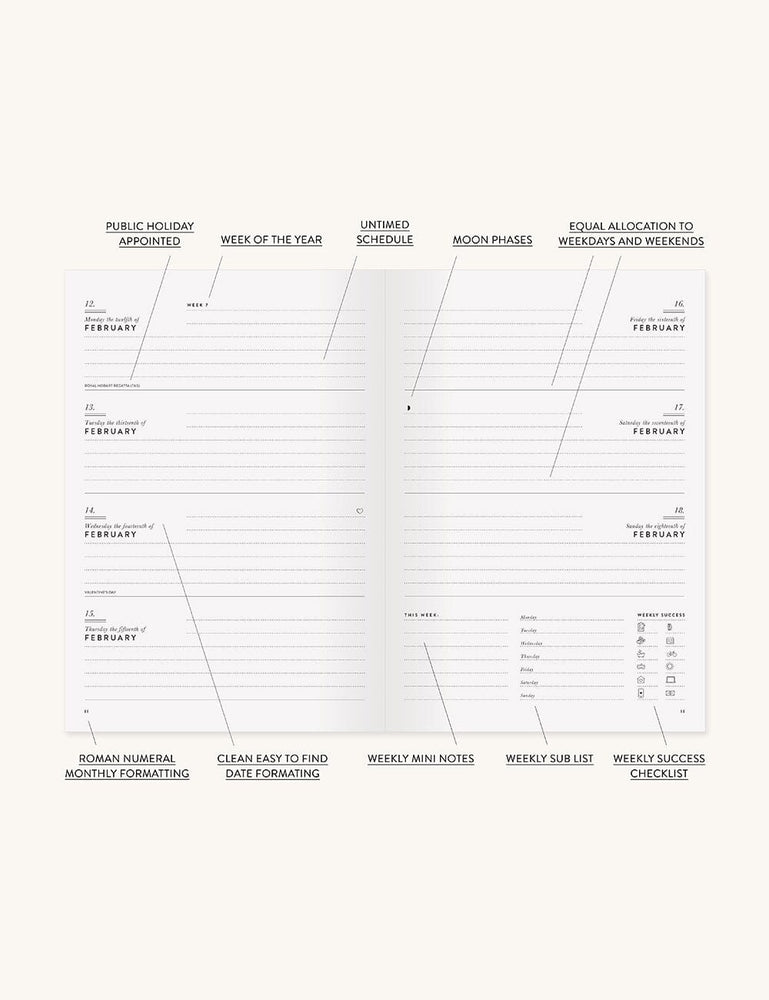 2024 Desktop Linen Bound Planner - Botanica Planners Bespoke Letterpress 