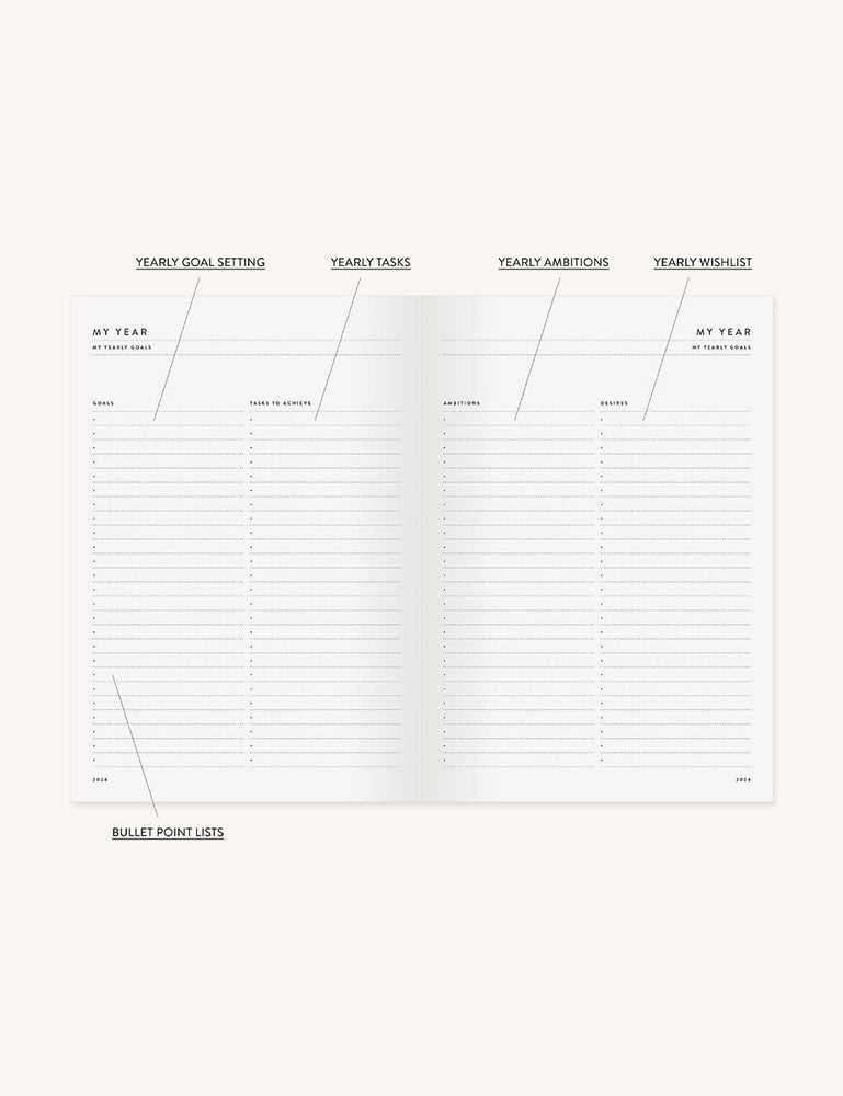 2024 Desktop Linen Bound Planner - Botanica Planners Bespoke Letterpress 