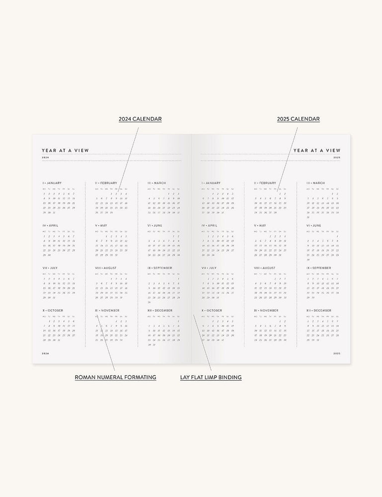 2024 Desktop Linen Bound Planner - Botanica Planners Bespoke Letterpress 