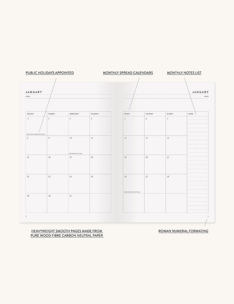2024 Desktop Linen Bound Planner - Botanica Planners Bespoke Letterpress 