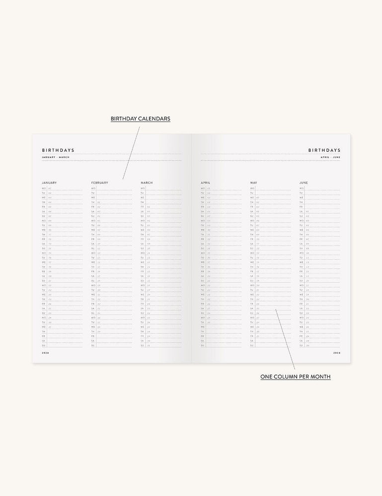 2024 Desktop Linen Bound Planner - Pomegranate (Pre-Order) Planners Bespoke Letterpress 
