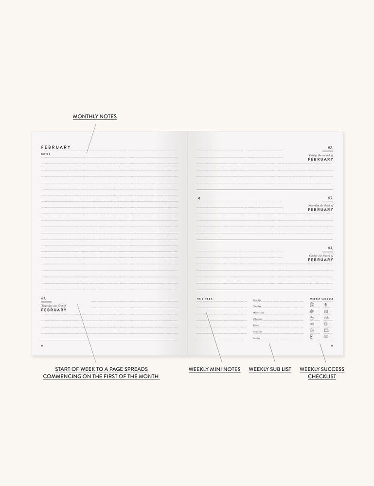 2024 Desktop Linen Bound Planner - Botanica Planners Bespoke Letterpress 