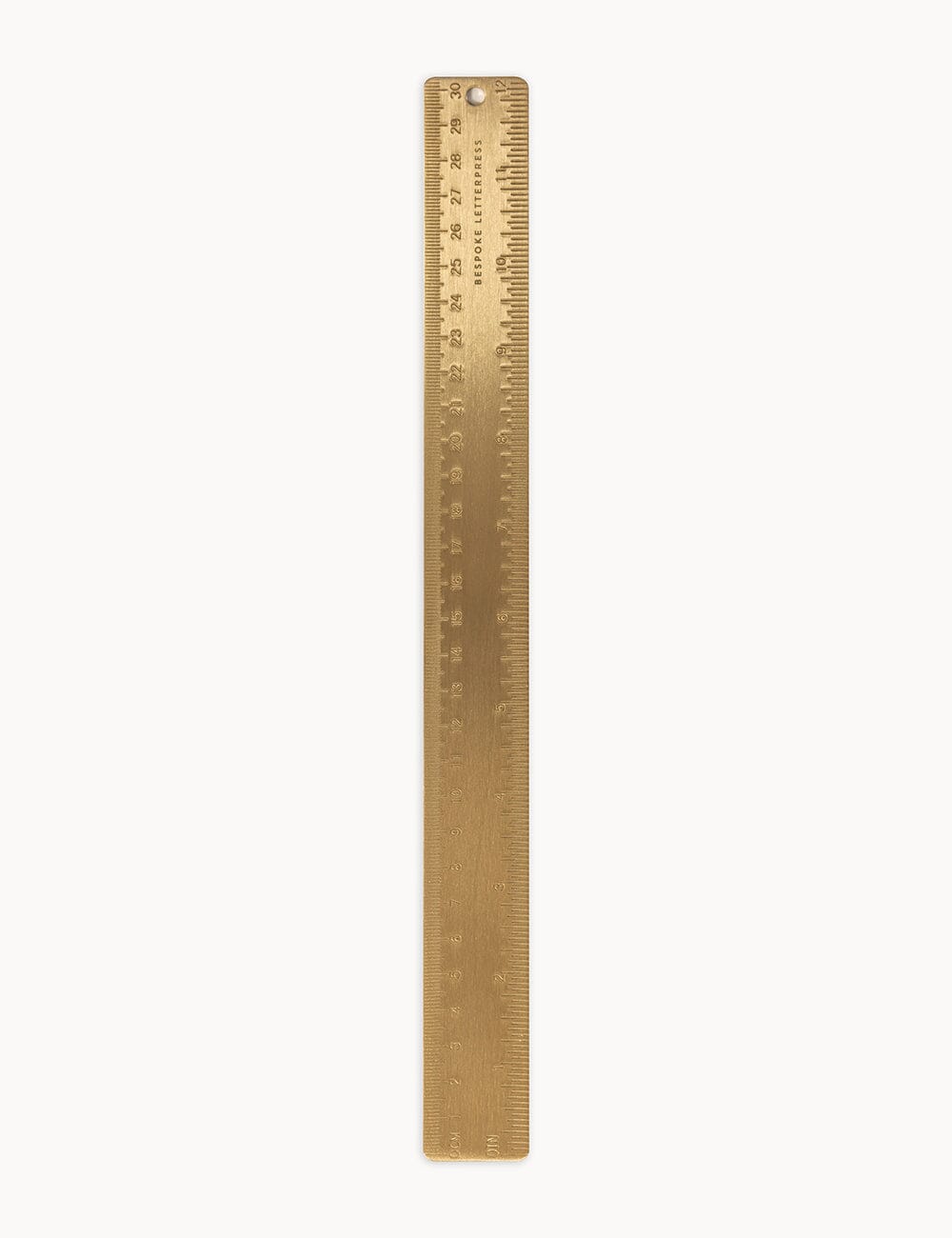 Solid Brass Ruler - 30cm Desktop Stationery Bespoke Letterpress 