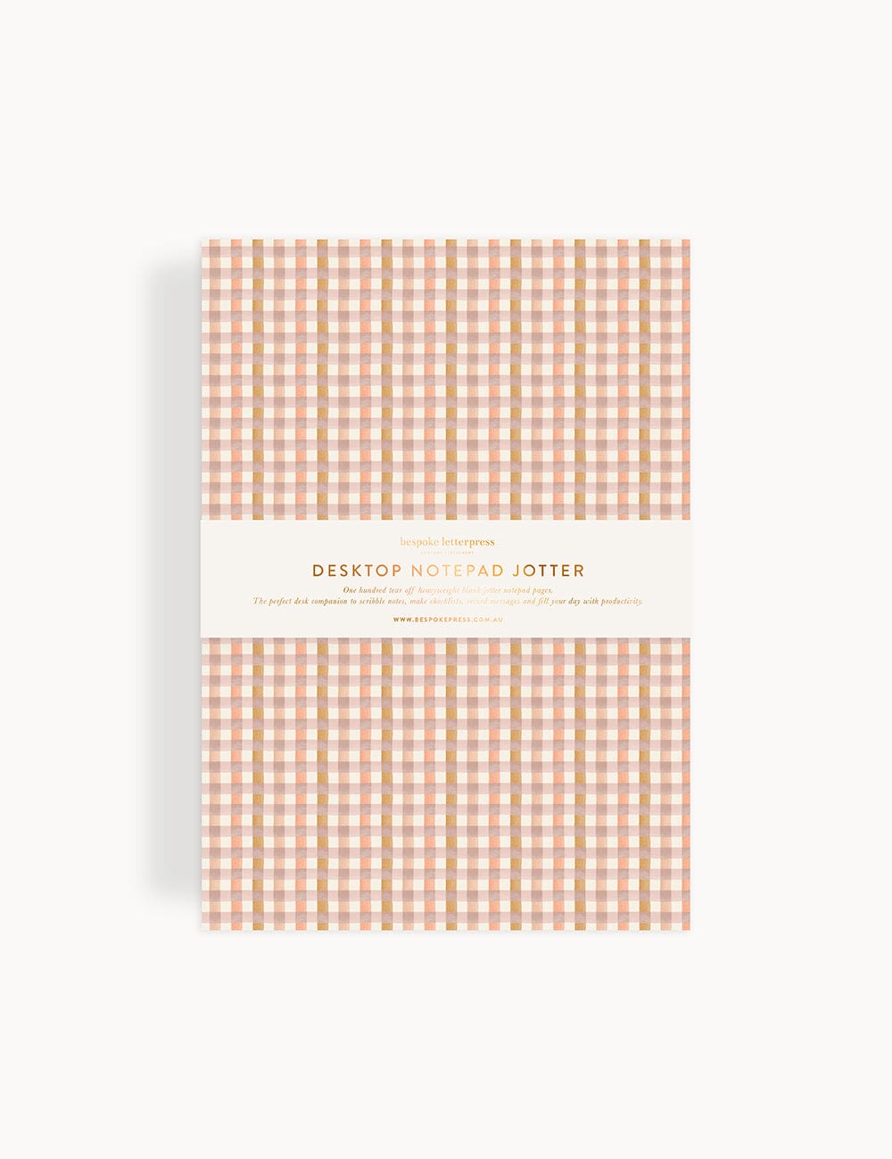 Primrose Gingham Notepad Desktop Jotter Jotters Bespoke Letterpress 