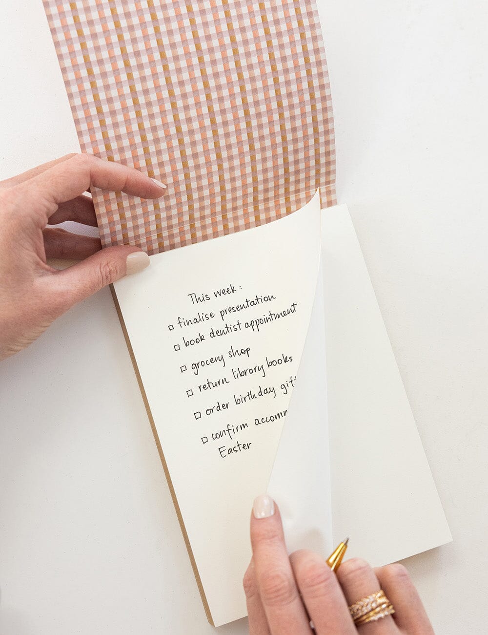 Primrose Gingham Notepad Desktop Jotter
