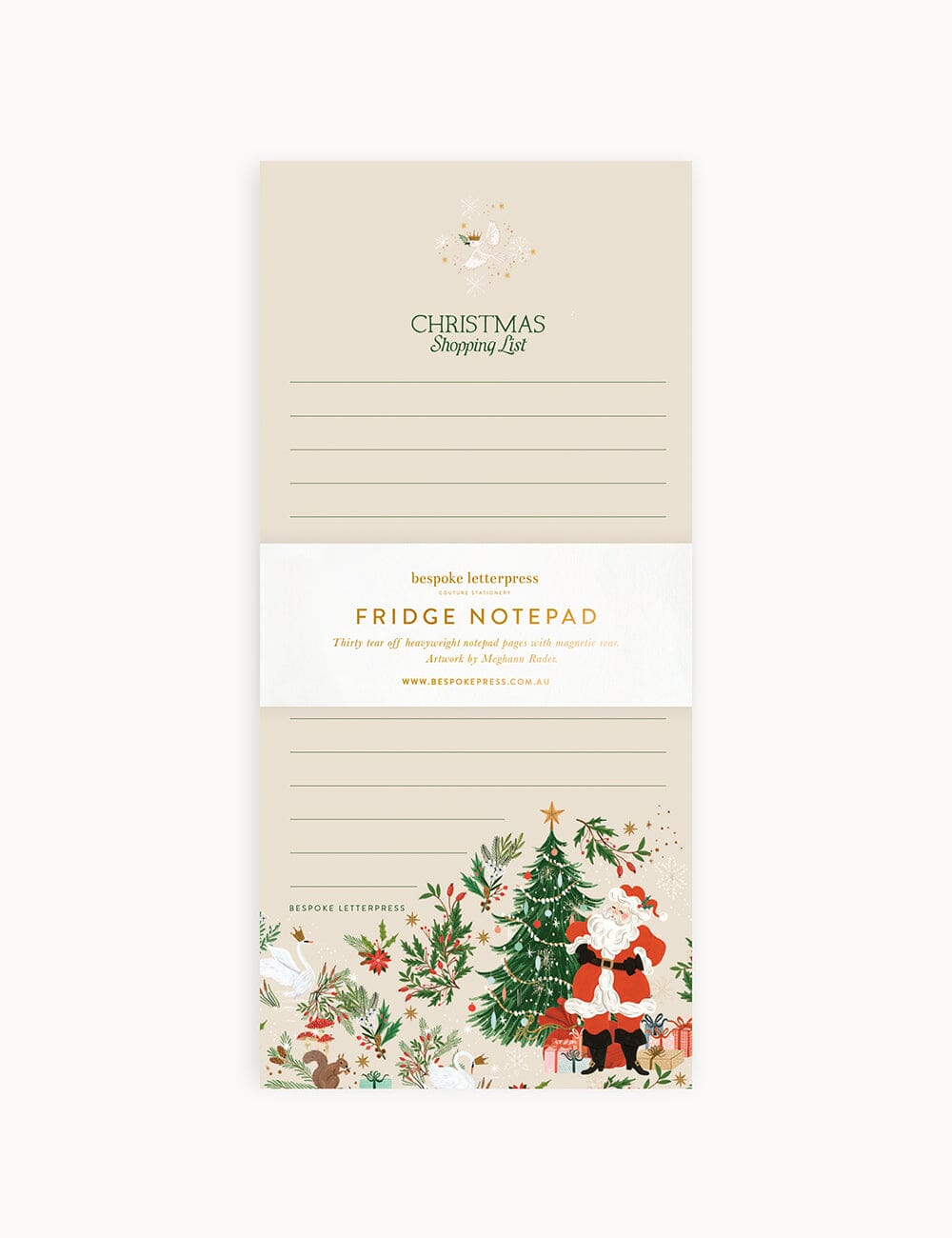 Jolly Santa Shopping List DL Notepad Notebooks Bespoke Letterpress 