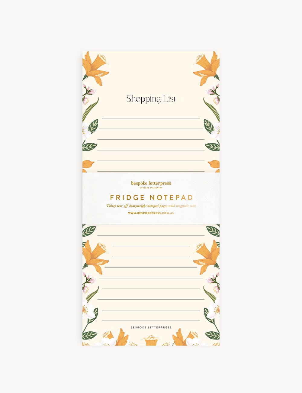 Daffodil Shopping List DL Notepad Notebooks Bespoke Letterpress 
