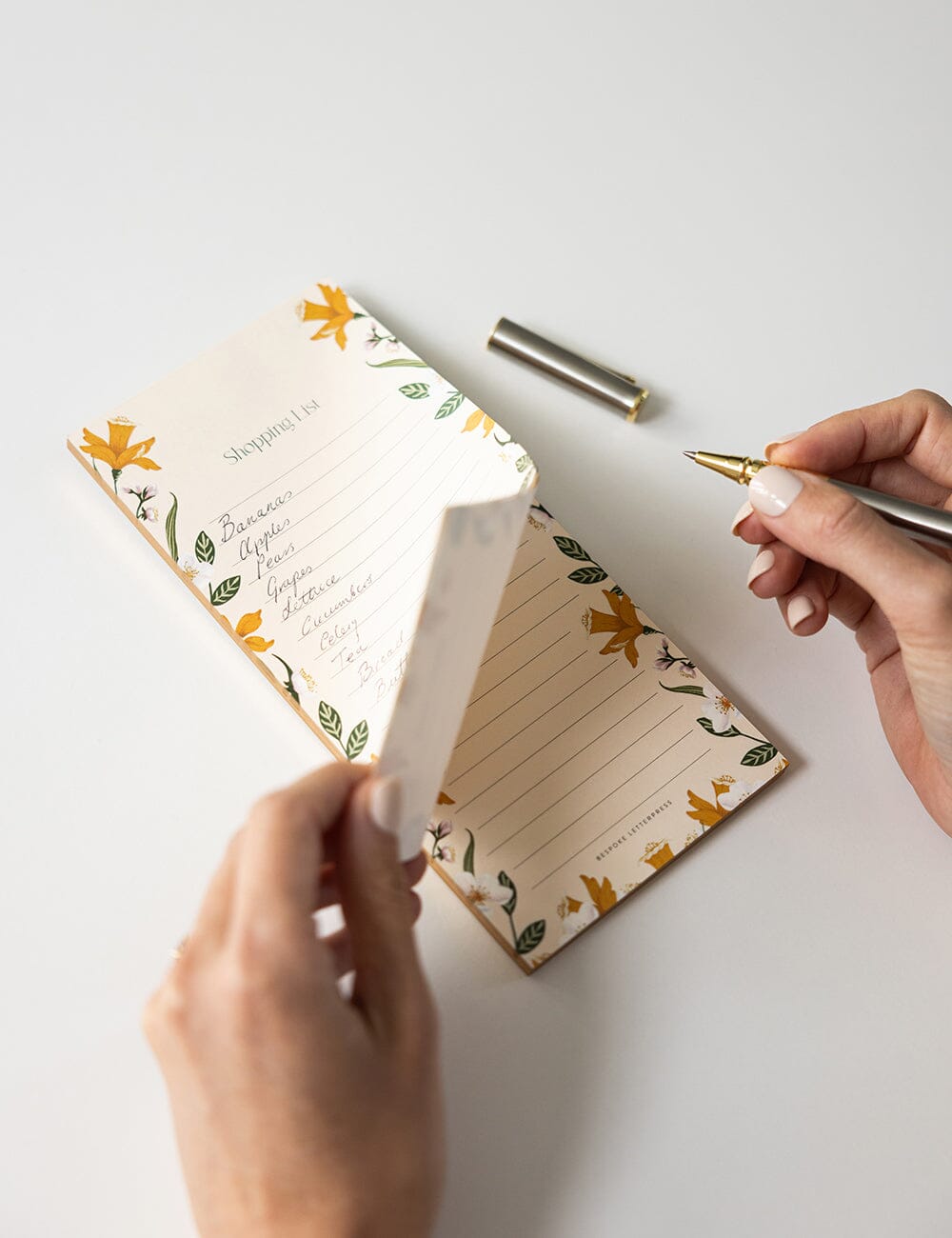 Daffodil Shopping List DL Notepad Notebooks Bespoke Letterpress 