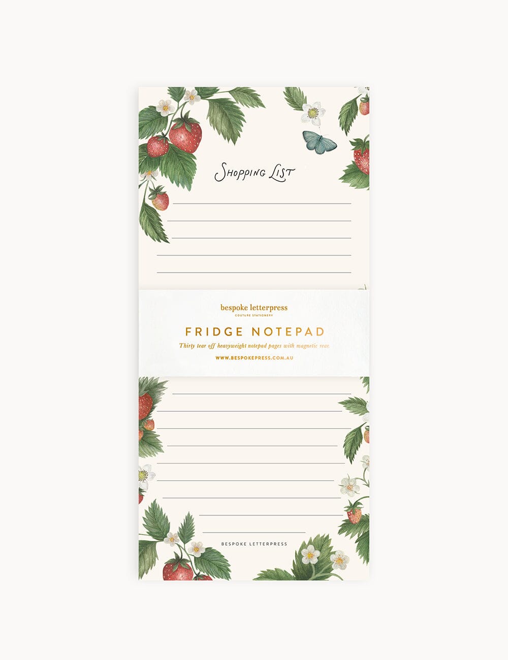 Strawberries Shopping List DL Notepad Notepads Bespoke Letterpress 