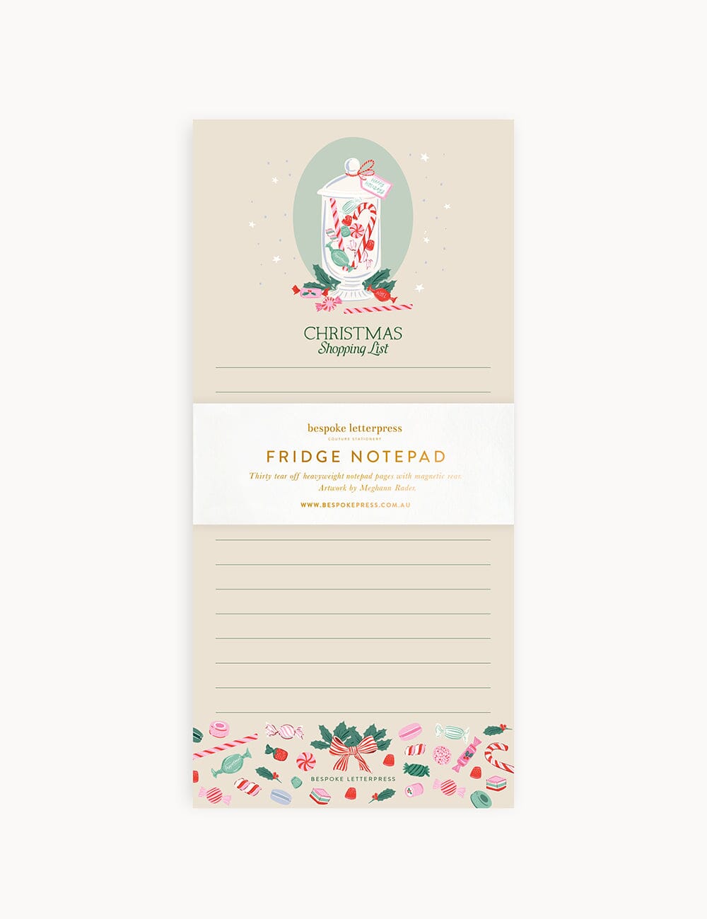 Christmas Treats Shopping List DL Notepad Notepads Bespoke Letterpress 