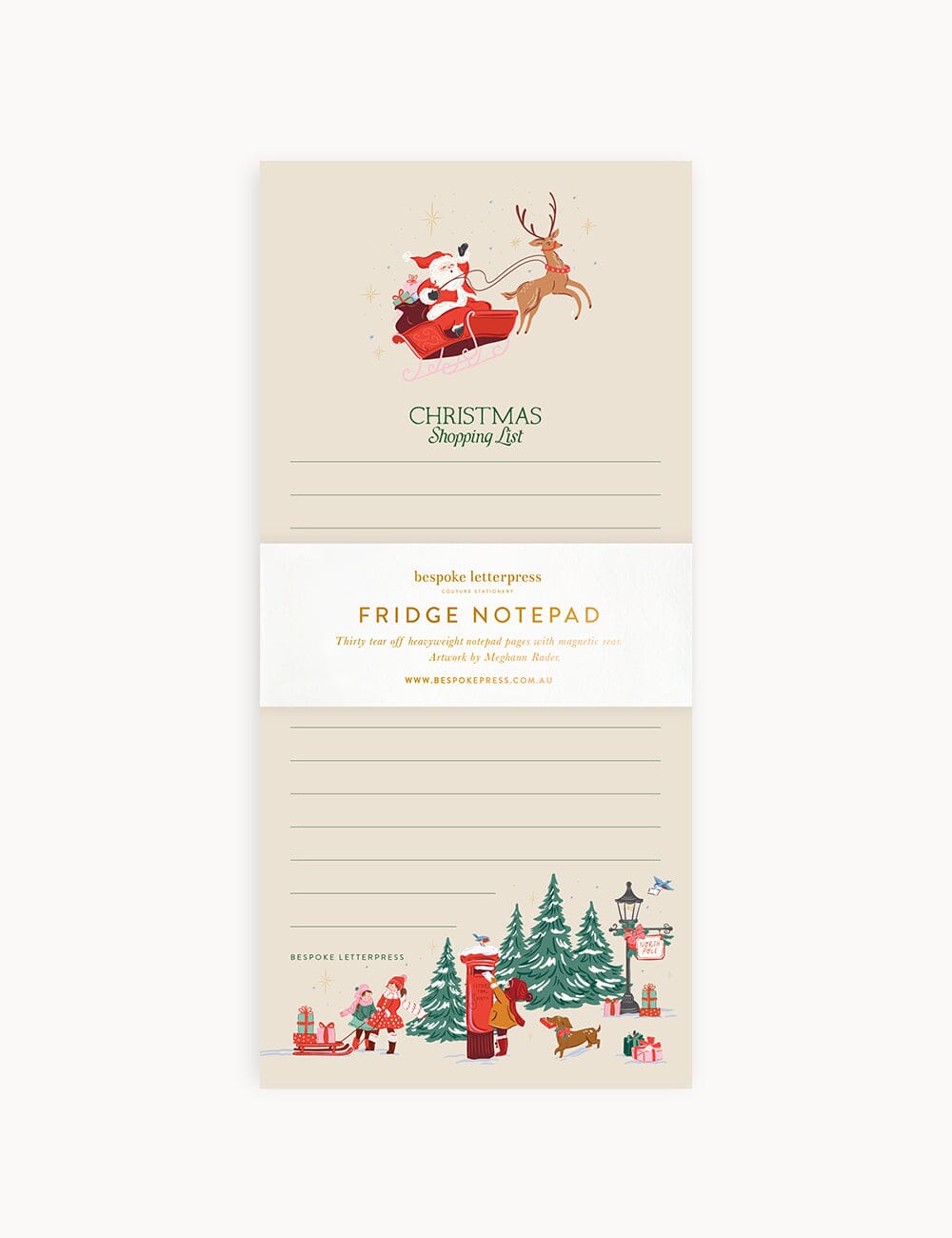 Christmas Shopping List DL Notepad Notepads Bespoke Letterpress 