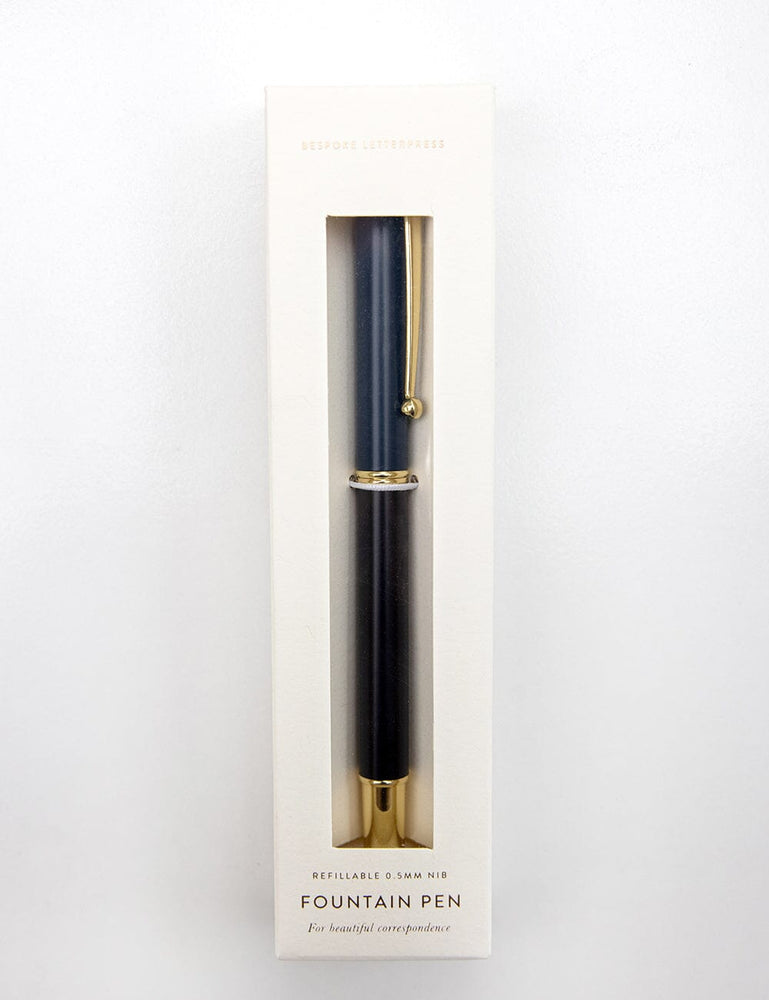 Dark Navy Fountain Pen (Boxed) Desktop Stationery Bespoke Letterpress 