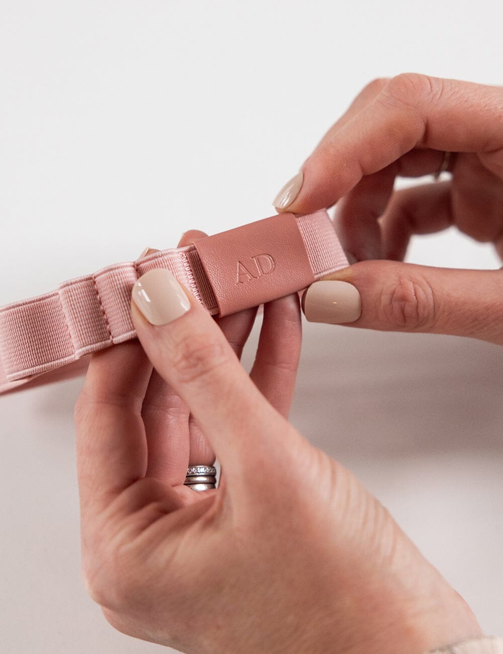 Elastic Book Strap - Tea Rose Elastic Pen Loops Bespoke Letterpress 