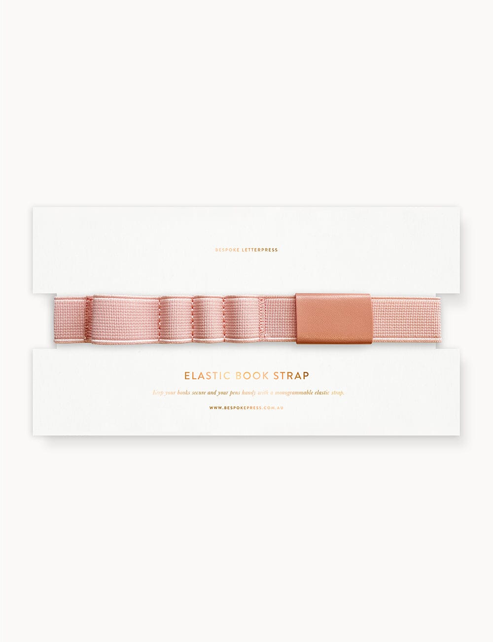 Elastic Book Strap - Tea Rose Elastic Pen Loops Bespoke Letterpress 