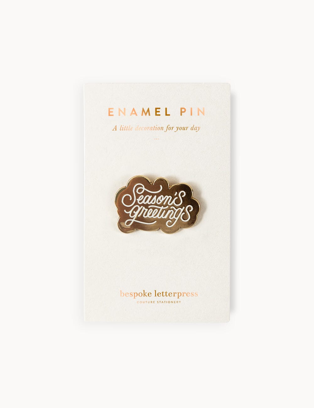 Seasons Greetings Enamel Christmas Pin