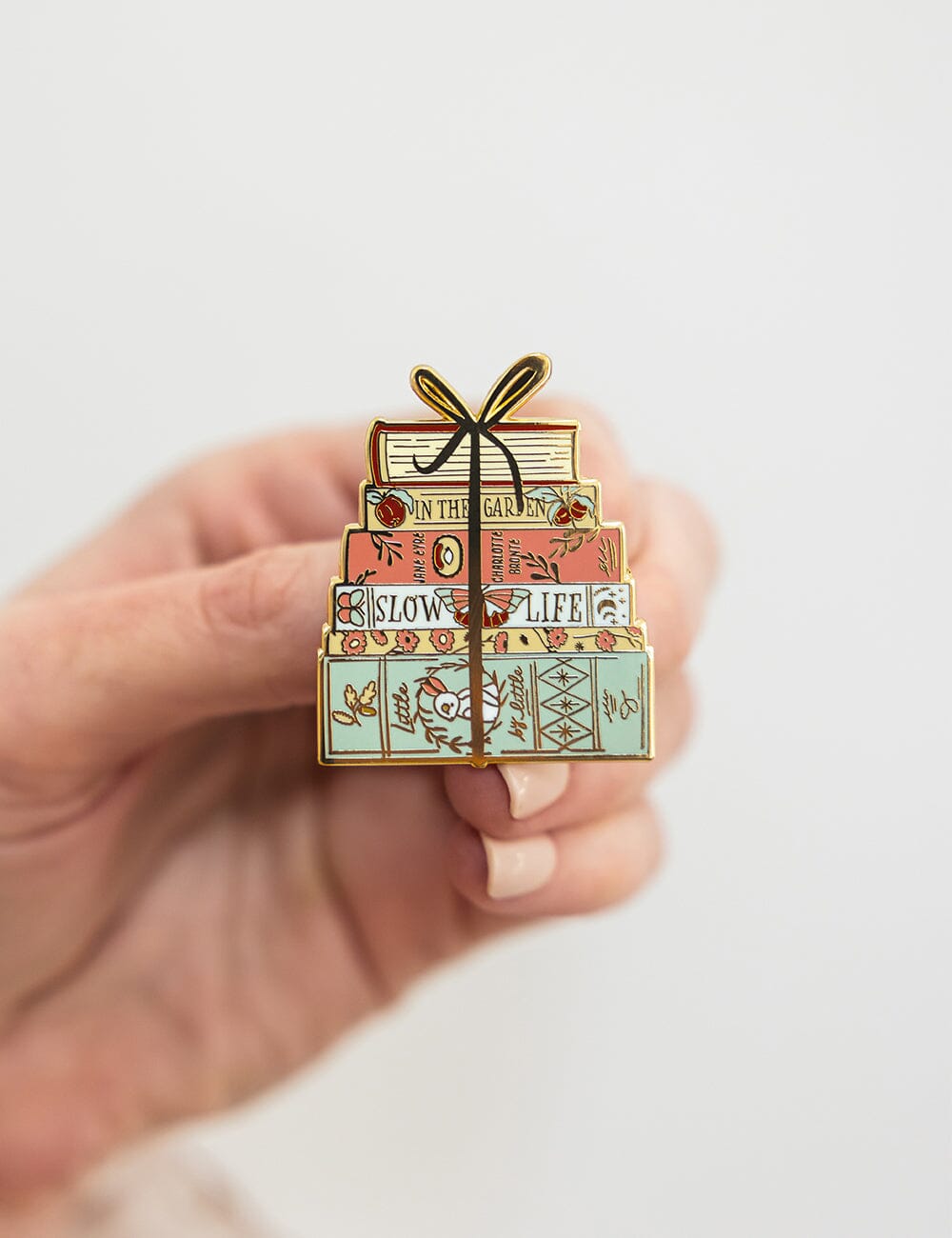Book Stack Enamel Pin enamel pin Bespoke Letterpress 
