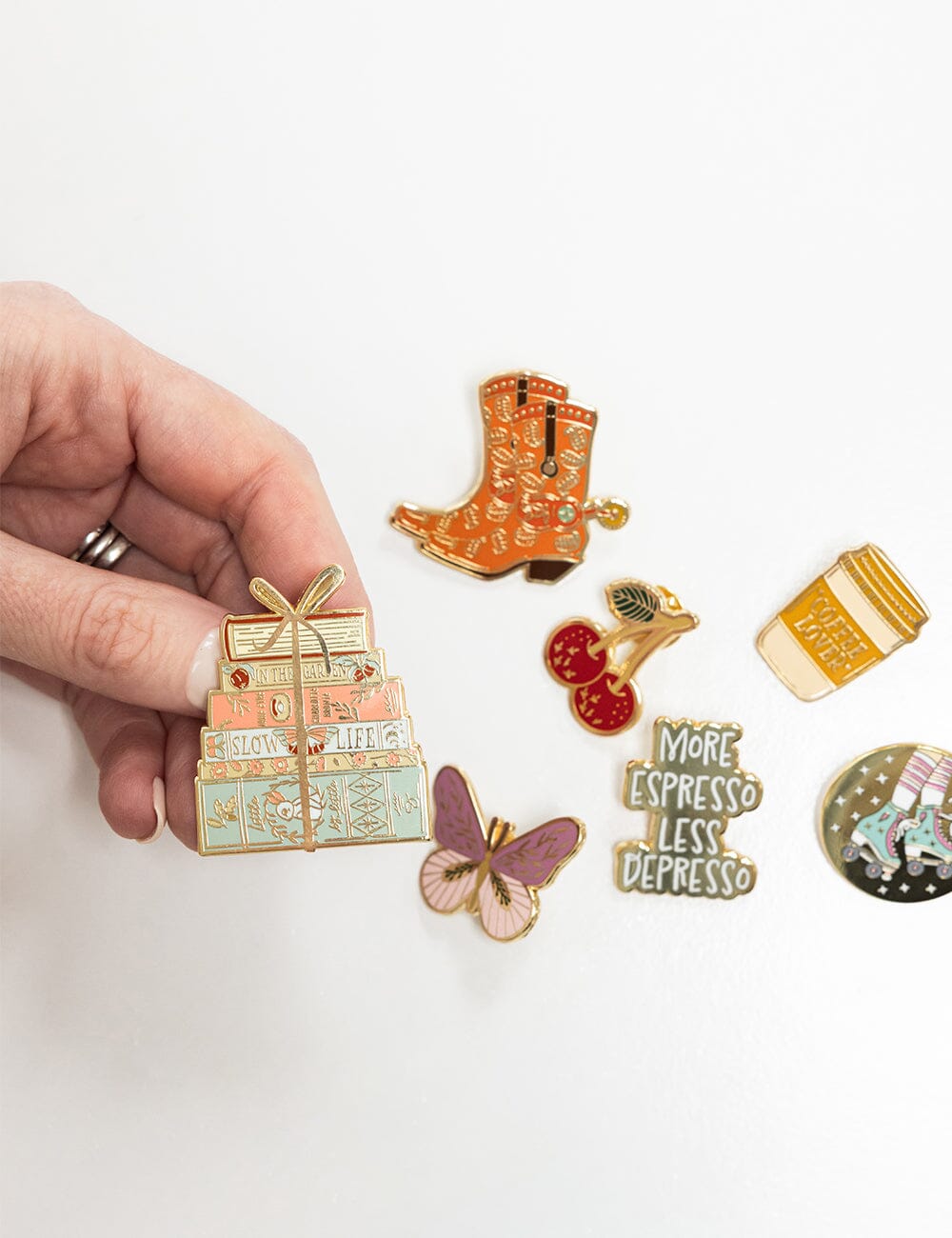 Book Stack Enamel Pin