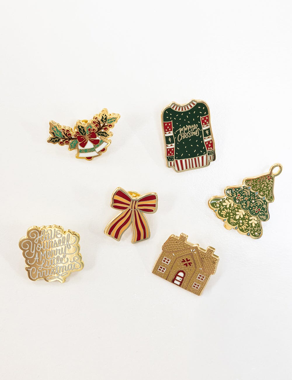 Christmas Bells & Holly Enamel Pin