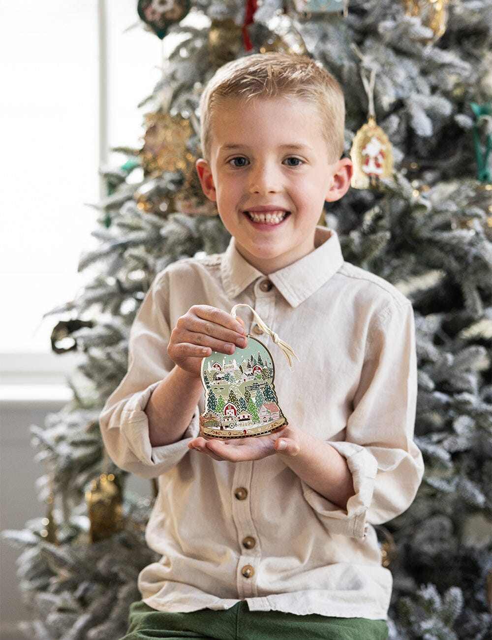 Fine Enamel Christmas Ornament - Snow Globe