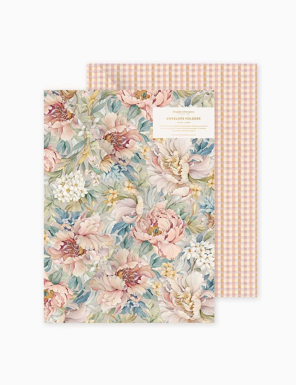 Envelope Folder A4 2 pack - Regency Blooms & Primrose Document Wallet Bespoke Letterpress 