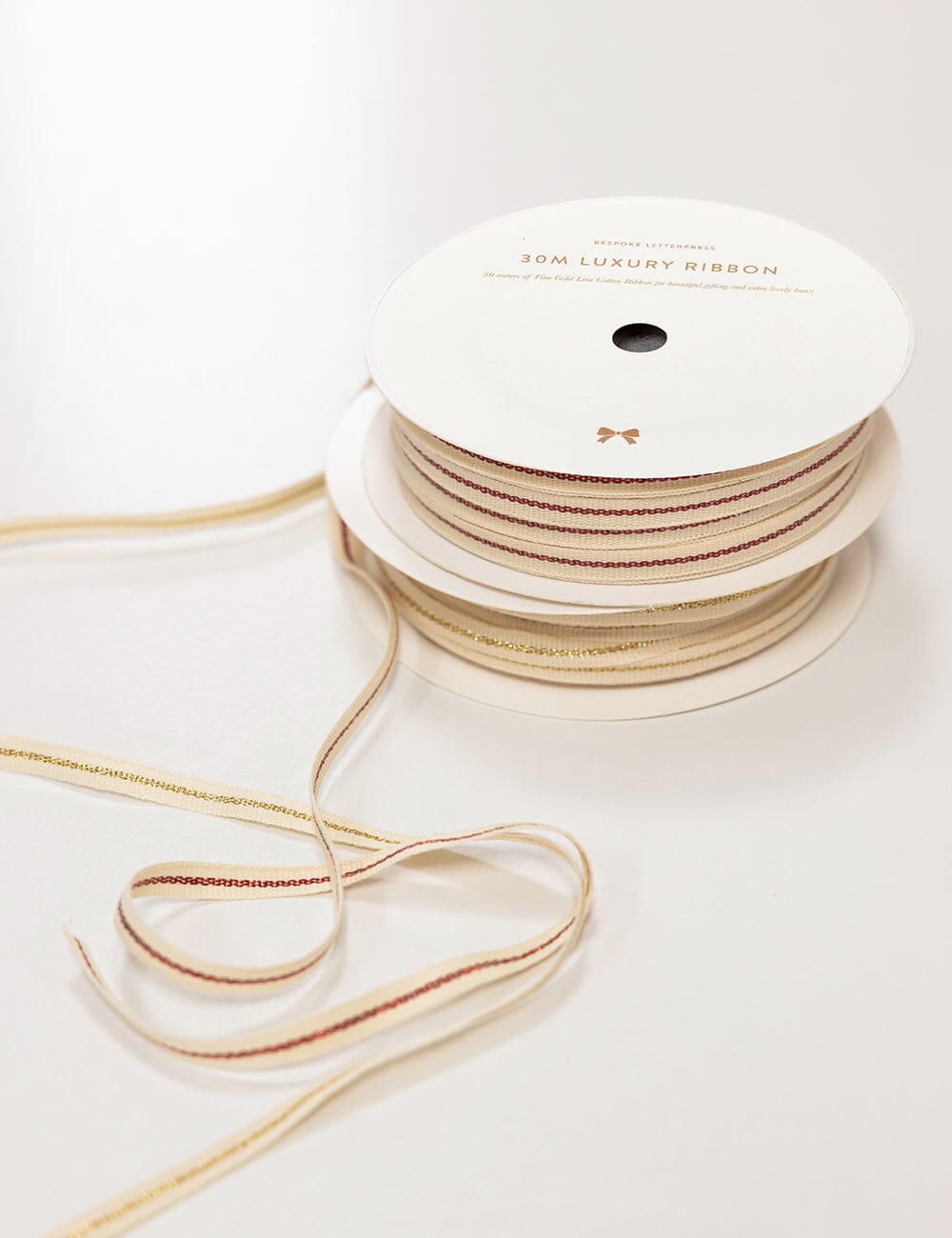 Gold Line Fine Cotton Ribbon 30 Meters