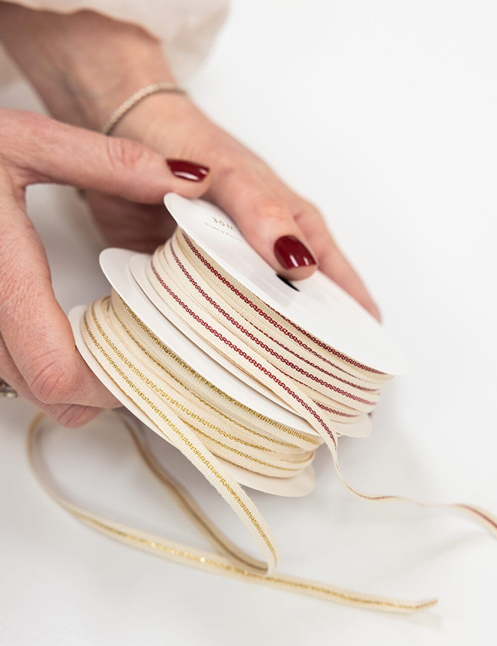 Gold Line Fine Cotton Ribbon 30 Meters Cotton Ribbon Bespoke Letterpress 