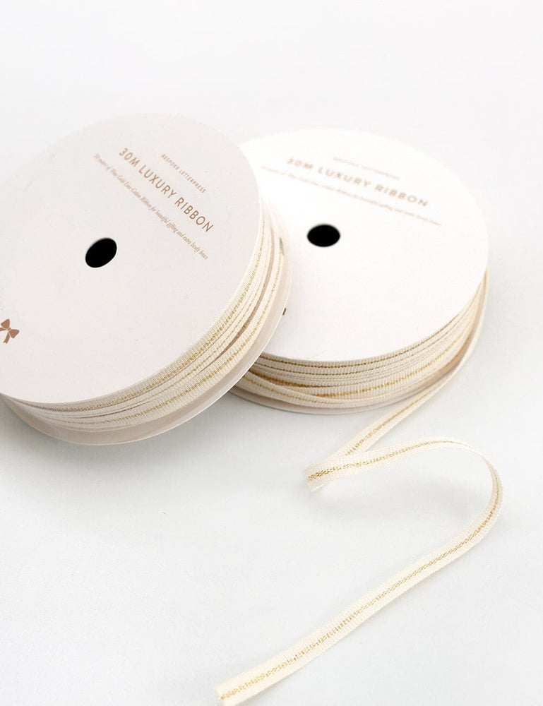 Gold Line Fine Cotton Ribbon 30 Meters