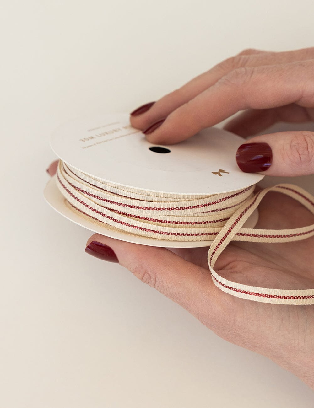 Red Line Fine Cotton Ribbon 30 Meters Cotton Ribbon Bespoke Letterpress 