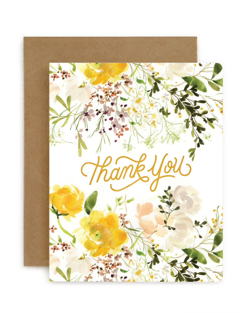 Thank you - Yellow Ranunculus Bespoke Letterpress 