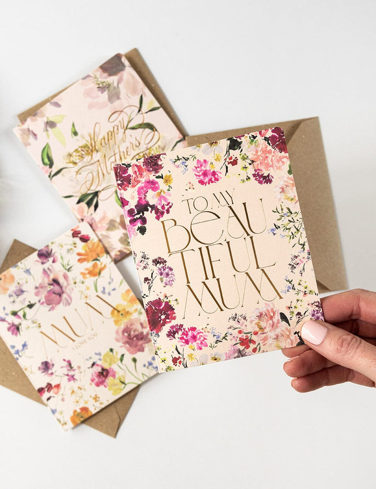 To my beautiful Mum (Florals) Greeting Card Greeting Cards Bespoke Letterpress 