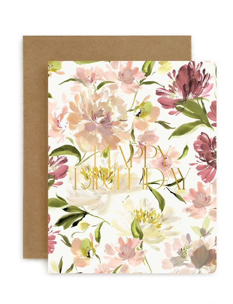 Happy Birthday (Tree Peonies) Greeting Card Greeting Cards Bespoke Letterpress 