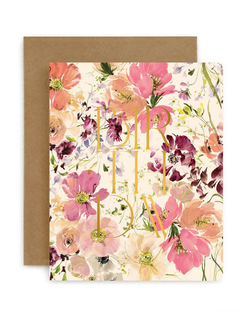 Birthday (Pink Floral) Greeting Card Greeting Cards Bespoke Letterpress 
