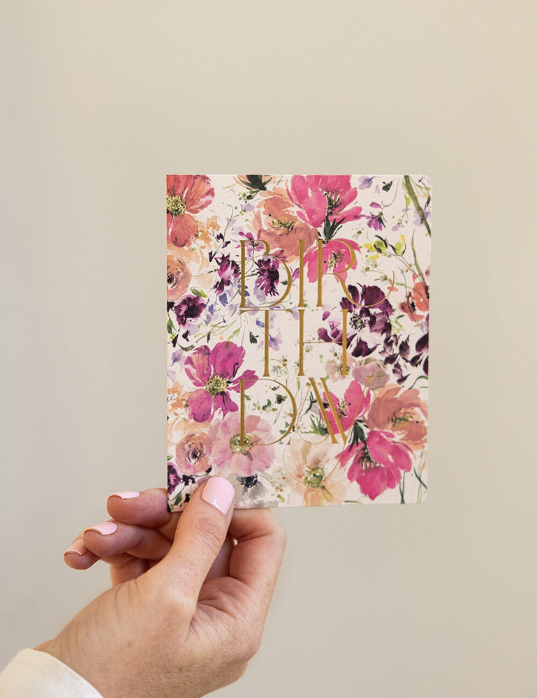 Birthday (Pink Floral) Greeting Card Greeting Cards Bespoke Letterpress 