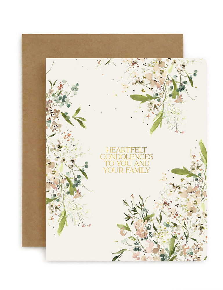 Heartfelt Condolences to You and Your Family Greeting Card Greeting Cards Bespoke Letterpress 