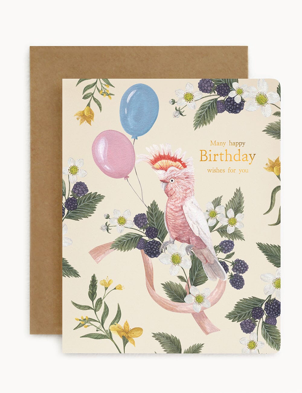 Many Happy Birthday Wishes (Cockatoo) Greeting Cards Bespoke Letterpress 