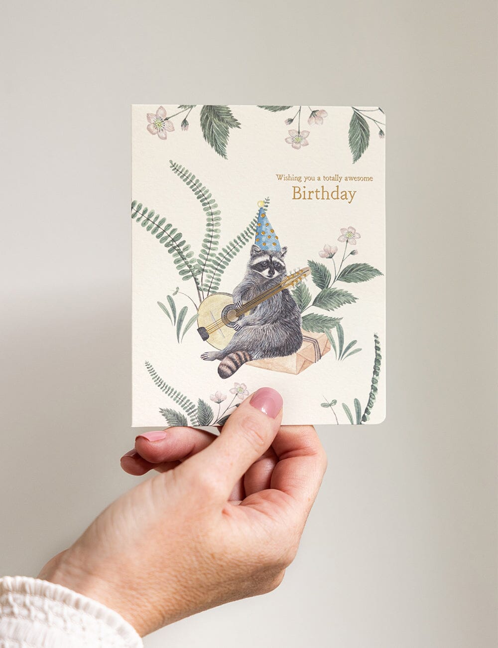 Wishing You a Totally Awesome Birthday (Racoon) Greeting Cards Bespoke Letterpress 