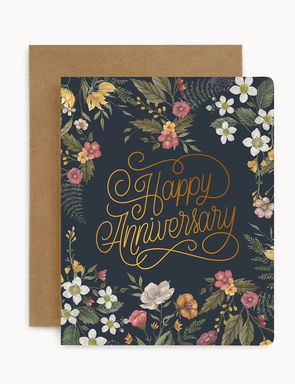 Happy Anniversary (Florals) Greeting Cards Bespoke Letterpress 
