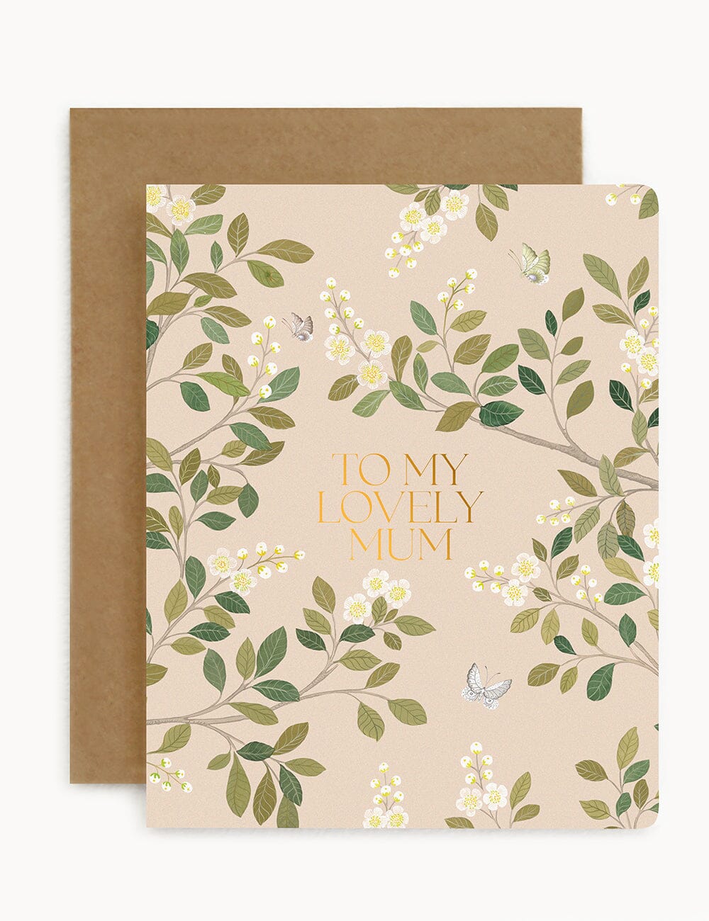 To My Lovely Mum - White Blossoms Greeting Cards Bespoke Letterpress 