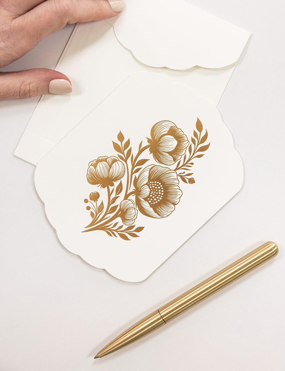 Floral Blank Scallop Card
